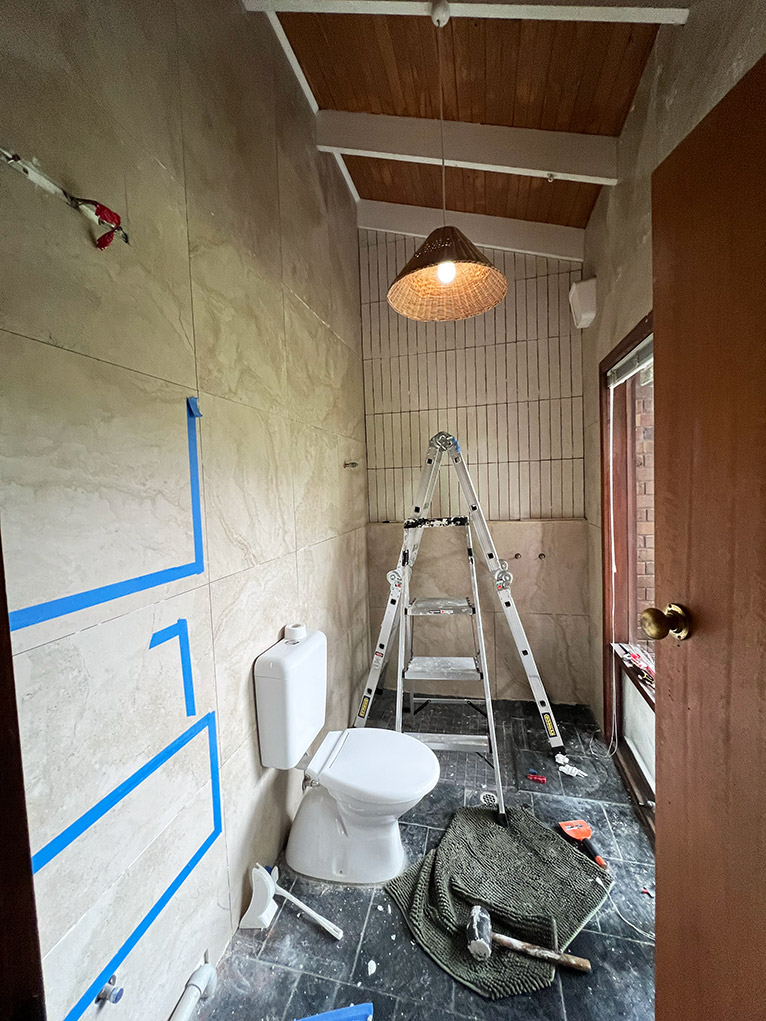 During the tiling of an ensuite. 