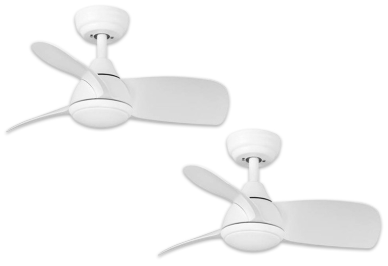 Claro Mini DC Ceiling Fan in White. 