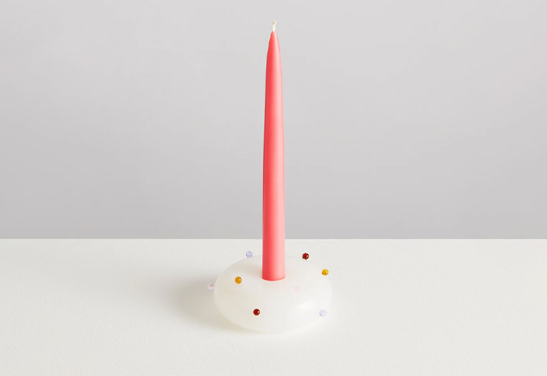 Pomponette tapered candle holder.