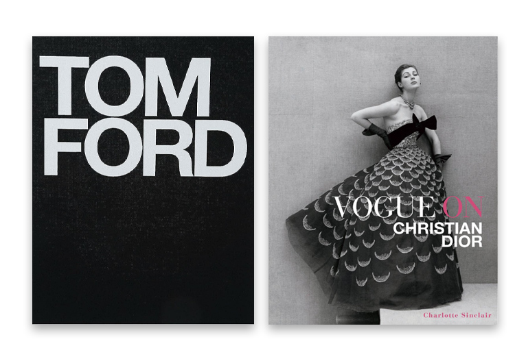 Tom Ford and Vogue On Christian Dior coffee table books.
