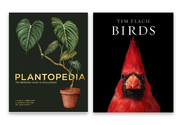 Plantopedia and Birds coffee table books.