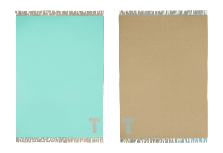 Tiffany colour block throw blanket in turquoise and brown.