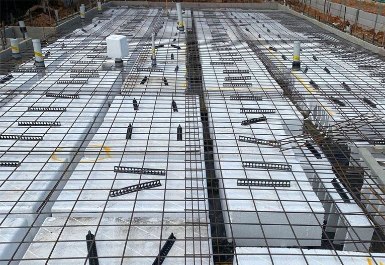 Concrete slab preparation.