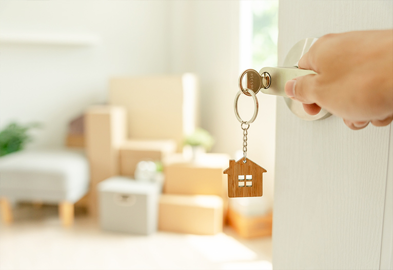 Person entering a new home.
