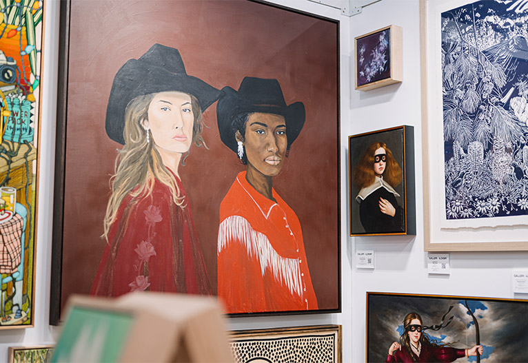 Artwork hanging on a wall at Affordable Art Fair Brisbane.