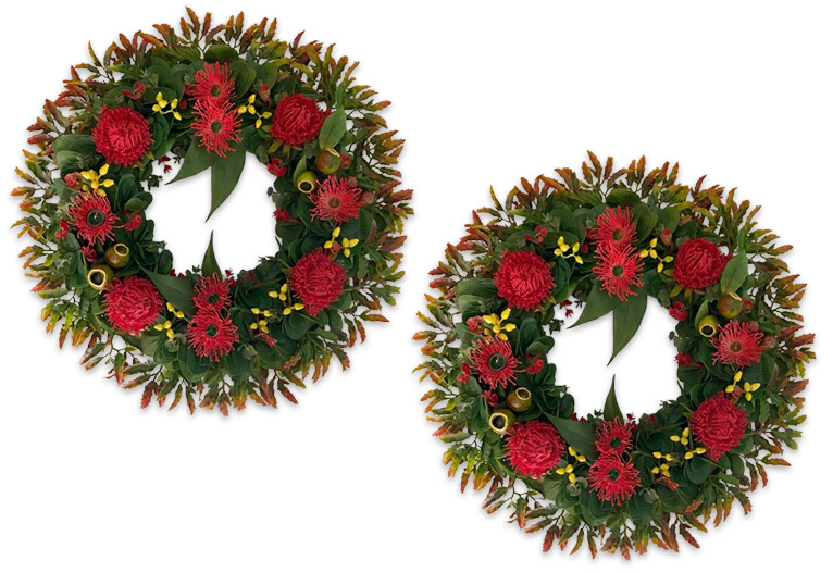 Waratah and Eucalyptus Wreath by Wattle and Twig.