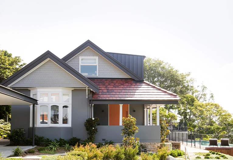 Renovated home facade.
