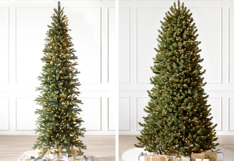 Balsam Hill slim Christmas trees.