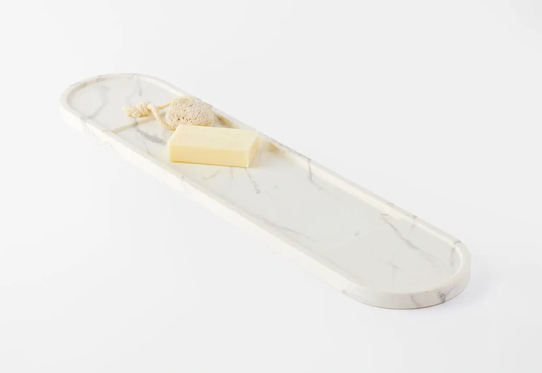 Morgan and Finch Neve Bath Caddy with marble grain effect.