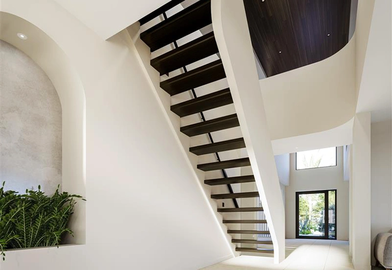 Metricon staircase with curved features.