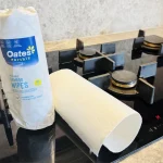 Oates Reusable Bamboo Wipes on a stovetop.