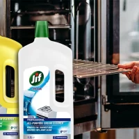 Jif Professional Cleaner being used on an industrial oven.
